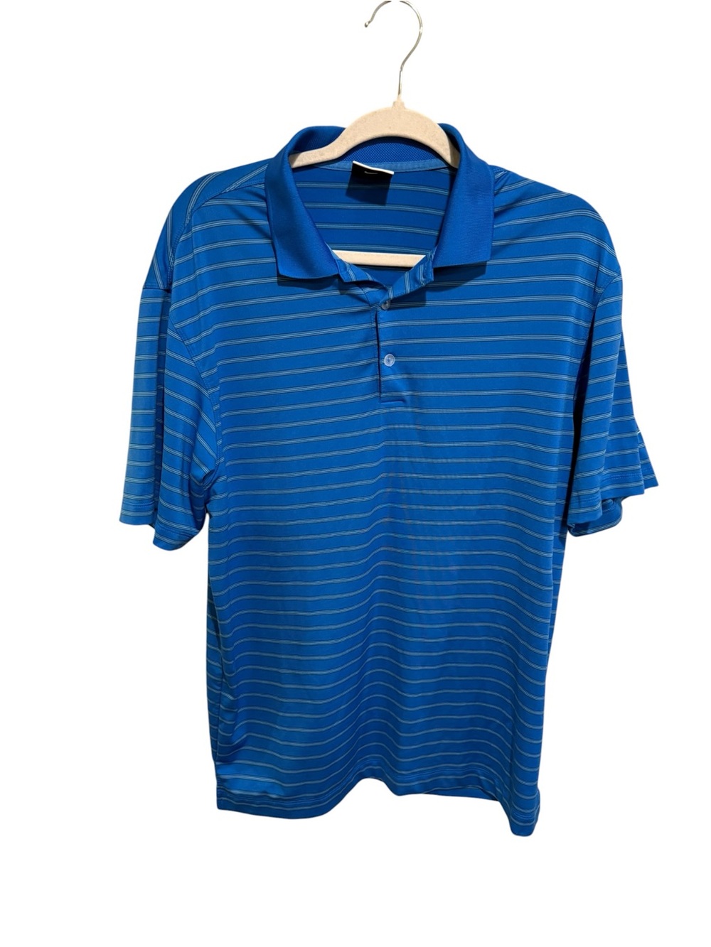 Nike Golf Men’s Blue Striped Polo Performance Shirt - Size Medium